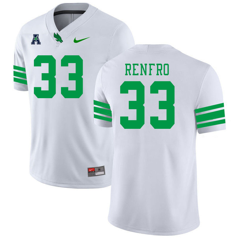 #33 Ray Renfro North Texas Mean Green College Football Jerseys Stitched-White